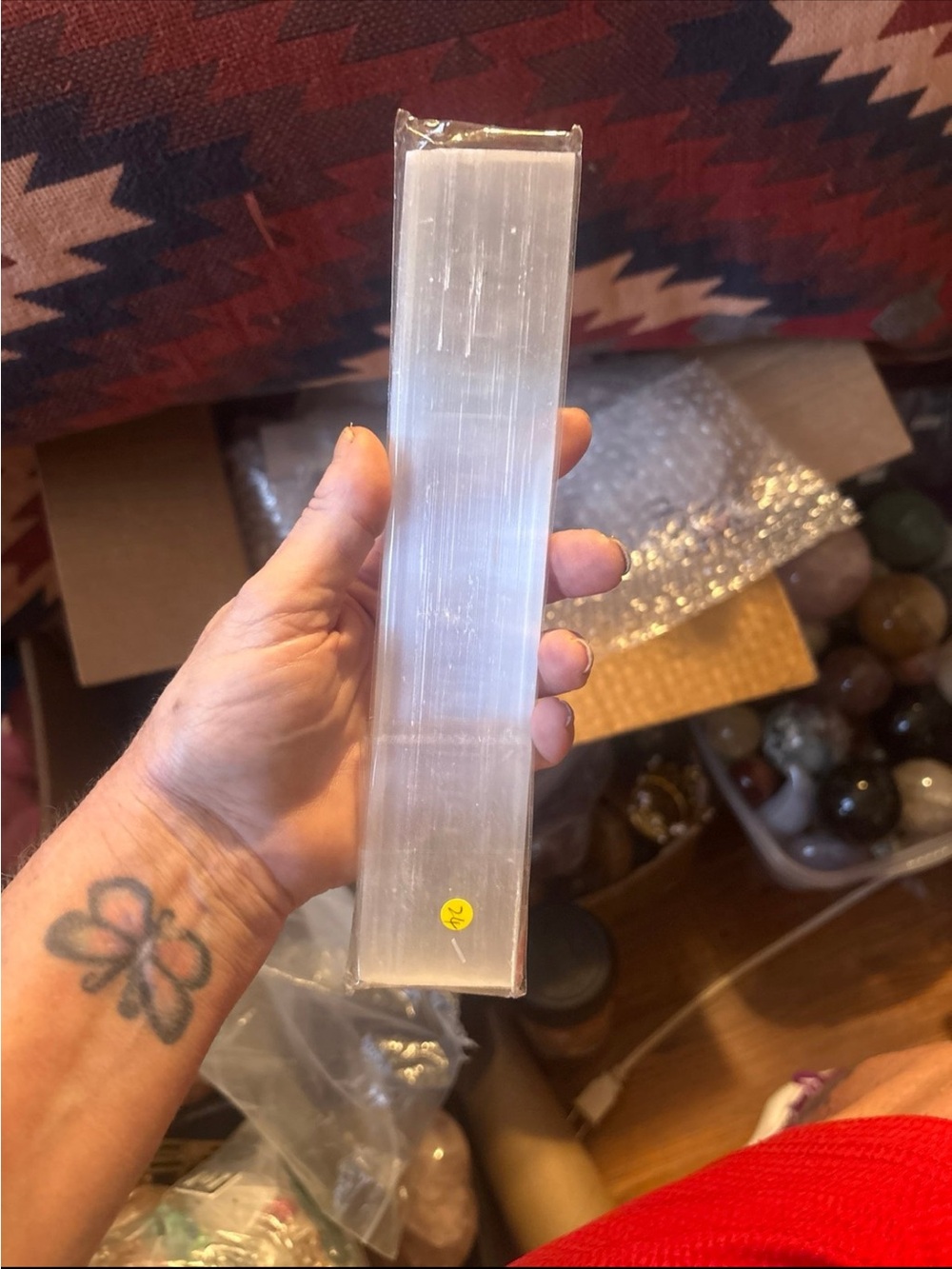 Clear Selenite Charging Wand - Natural White